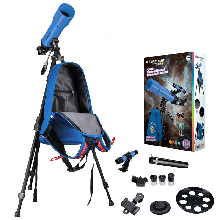 BRESSER JUNIOR Refracting Telescope 70/400 with Backpack - Blue