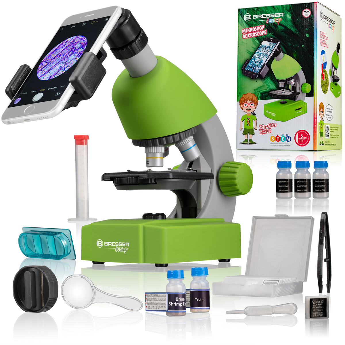 BRESSER JUNIOR 40x-640x Microscope - Green